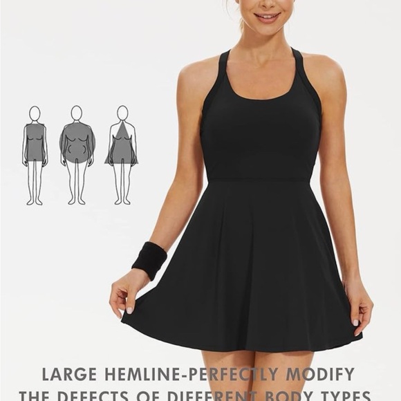 Rigolla Athletic Dress with Built-in Bra & Shorts Backless Side Pocket 2-in-1 - Picture 2 of 6